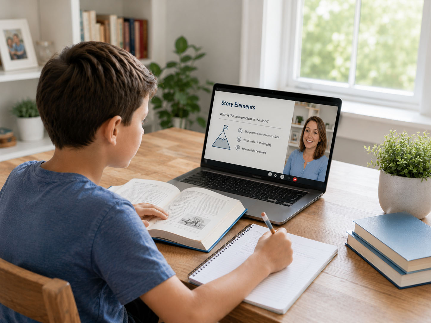 Student in a live online reading and writing class &mdash; Breakthrough stage